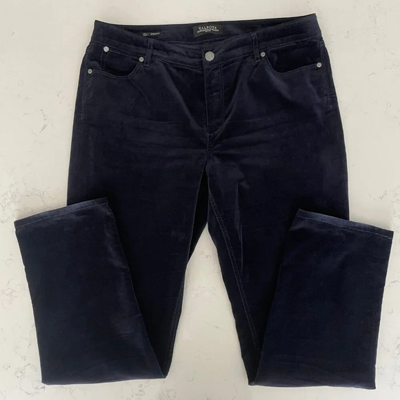 Talbots Flawless Five Pocket Petites Strght Leg Brushed Cotton Pants Navy Sz 12P - Picture 10 of 10
